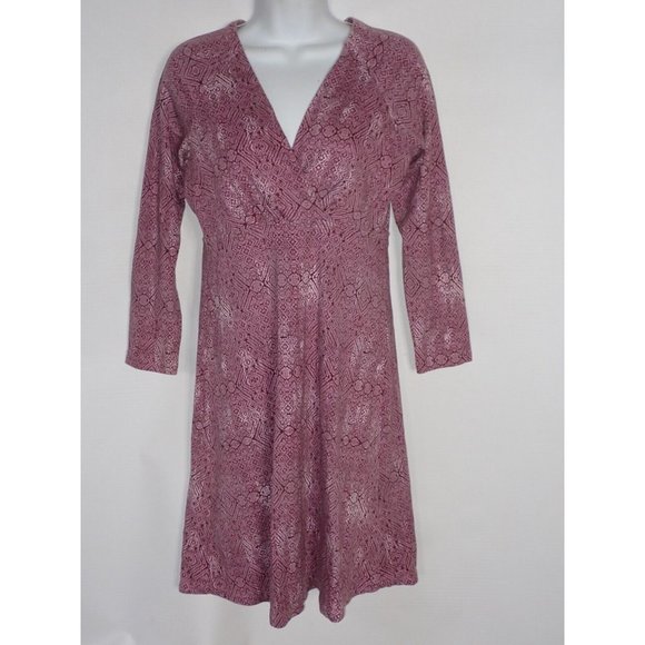 Patagonia Dresses & Skirts - Patagonia Long Sleeve Dress Women S Pink Purple Cross Front Organic‎ Cotton